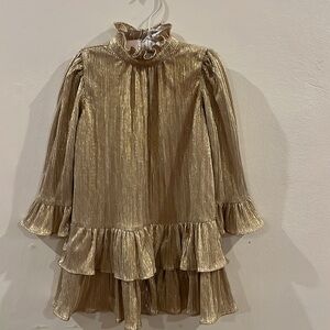 Janie and Jack Gold Ruffled Long Sleeve Dress